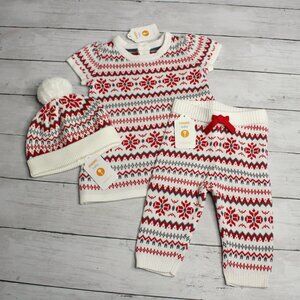 Gymboree Baby Girl's Sweater Dress Hat Pants Set Size 0-3 Months Winter